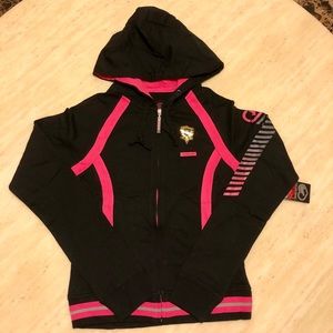 New Ecko Red Hooded Zip Up Jacket in Black/Pink